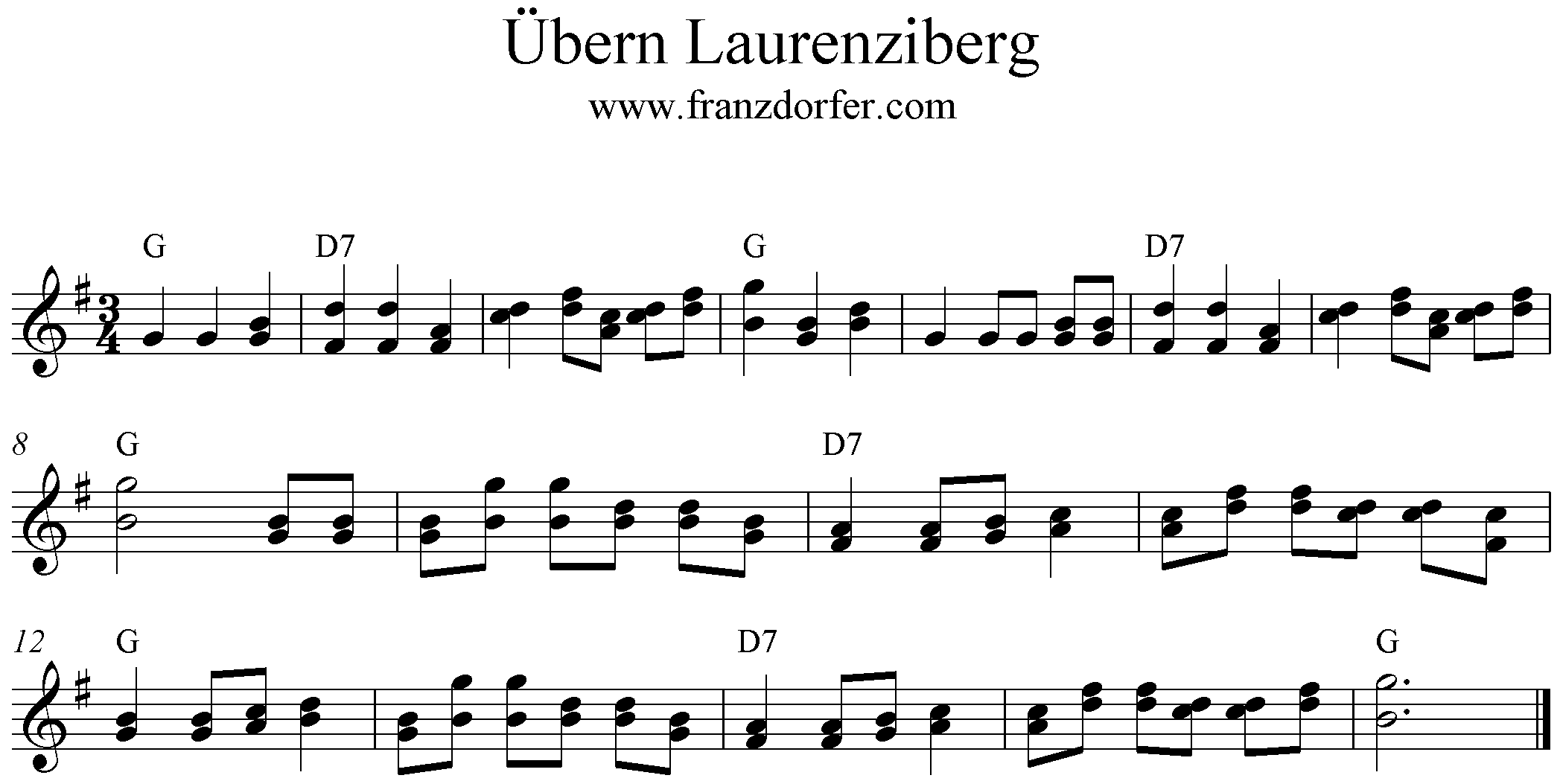 Noten Übern Laurenziberg - G-Dur